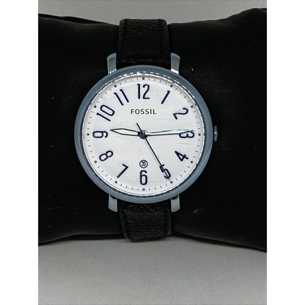 Fossil ES4203 Women's Black Leather Analog Dial Qu